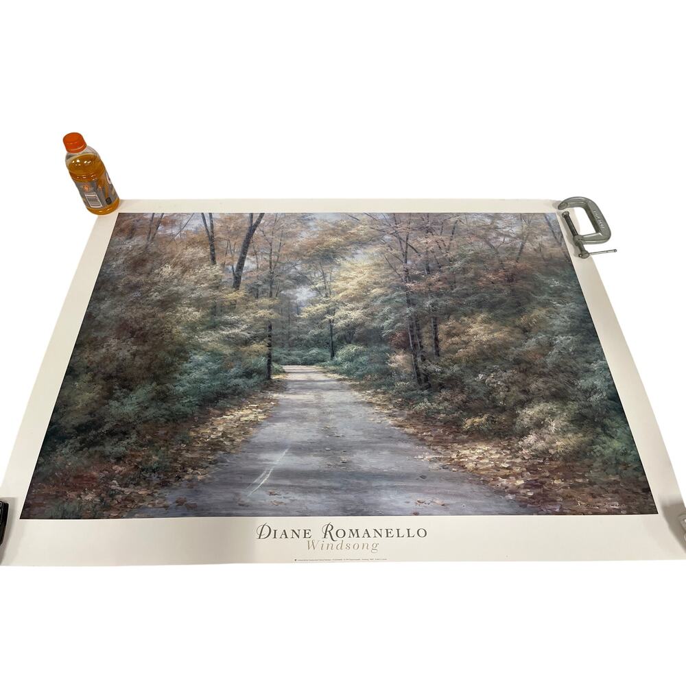 38W"x28H" WINDSONG by DIANE ROMANELLO - Beautiful Tranquil Forest Road Scene